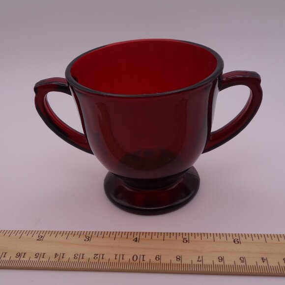 Red Glass Sugar Bowl and Milk Jug Set - Picture 7 of 16